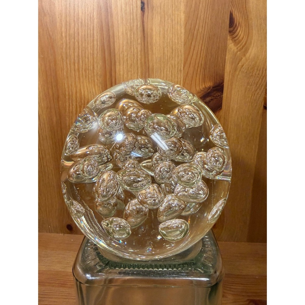 Vintage Heavy Art Glass Controlled Bubble Paperweight Sculpture 4.5" tall 4+ Lbs